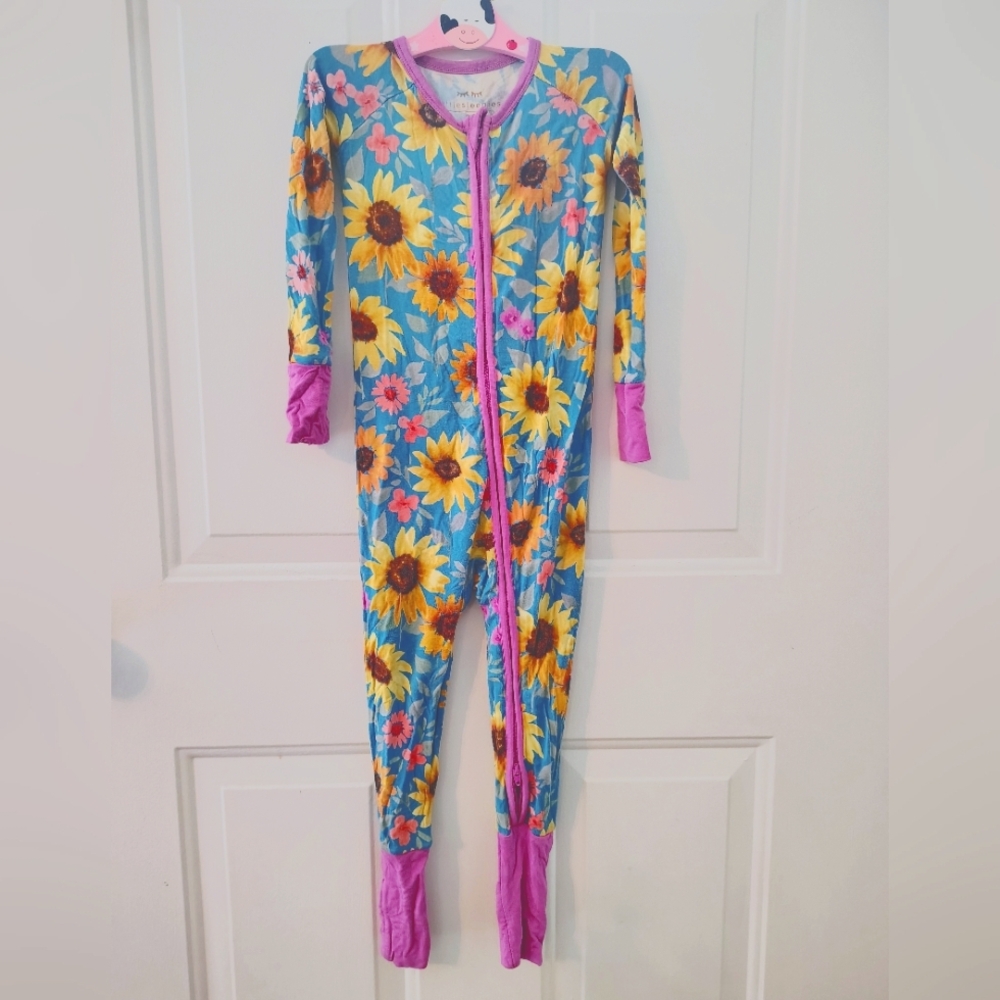 Little Sleepies Sunflower Fields 2 Way Zip Footed Pajamas Sleeper 2t Reversible